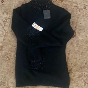 Charter Club black beaded cashmere sweater